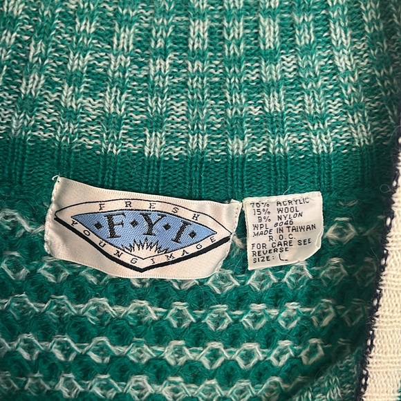 Vintage 1970s Men’s Size L acrylic blend sweater V-Neck with Pockets K1 - Picture 4 of 7